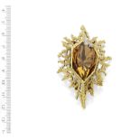 A CITRINE AND DIAMOND PENDANT/BROOCH, BY GRIMA,