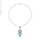 AN EMERALD AND DIAMOND 'CHANDELIER' PENDANT NECKLACE, BY GRAFF