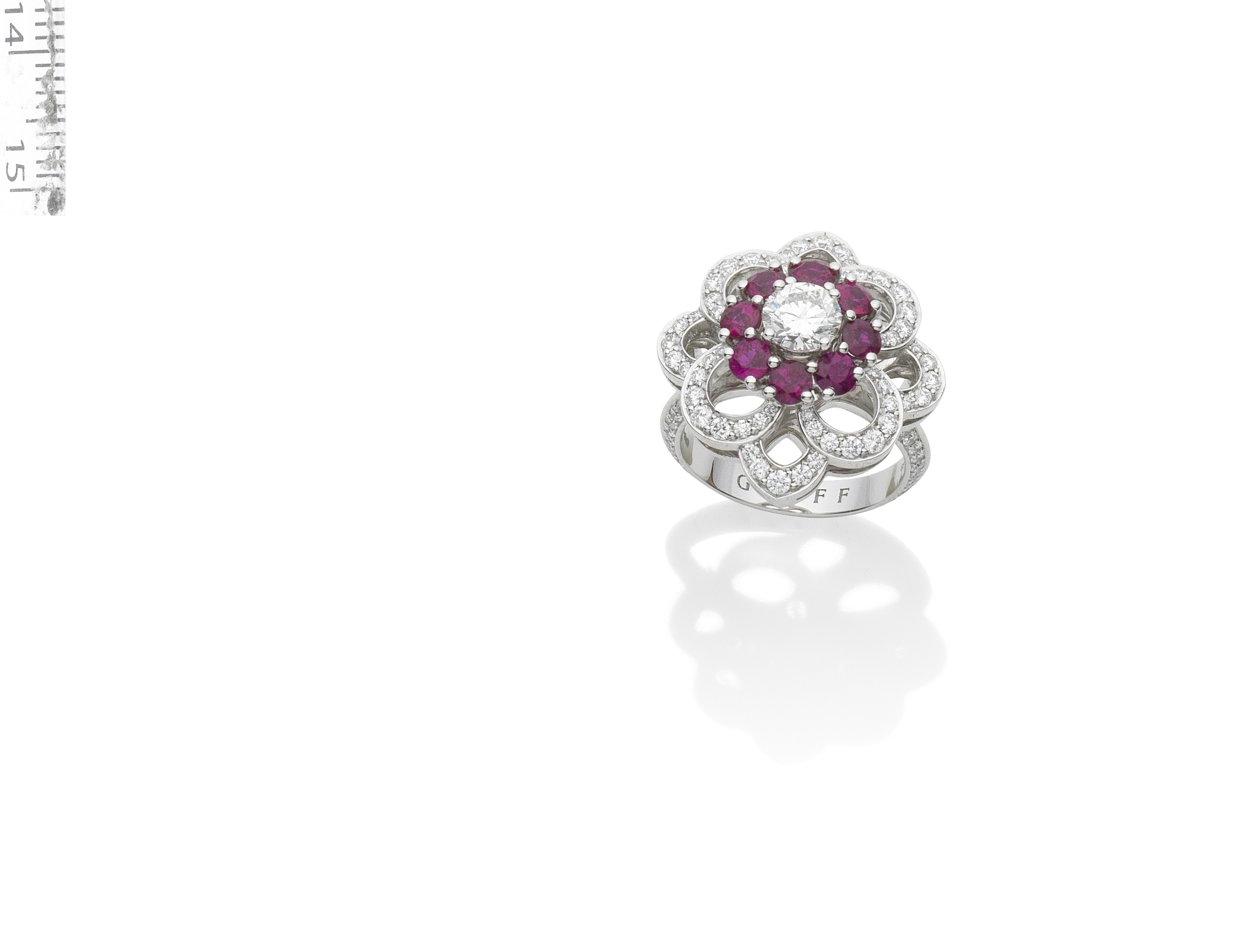 A RUBY AND DIAMOND 'ROSETTE' RING, BY GRAFF