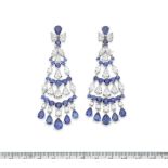 A PAIR OF SAPPHIRE AND DIAMOND 'CHANDELIER' EARRINGS, BY GRAFF