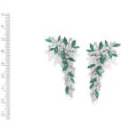 A PAIR OF EMERALD AND DIAMOND PENDENT EARCLIPS, BY GÜBELIN,