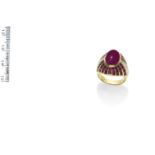 A RUBY AND DIAMOND BOMBÉ RING, BY FASANO