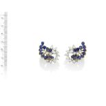 A PAIR OF SAPPHIRE AND DIAMOND EARCLIPS