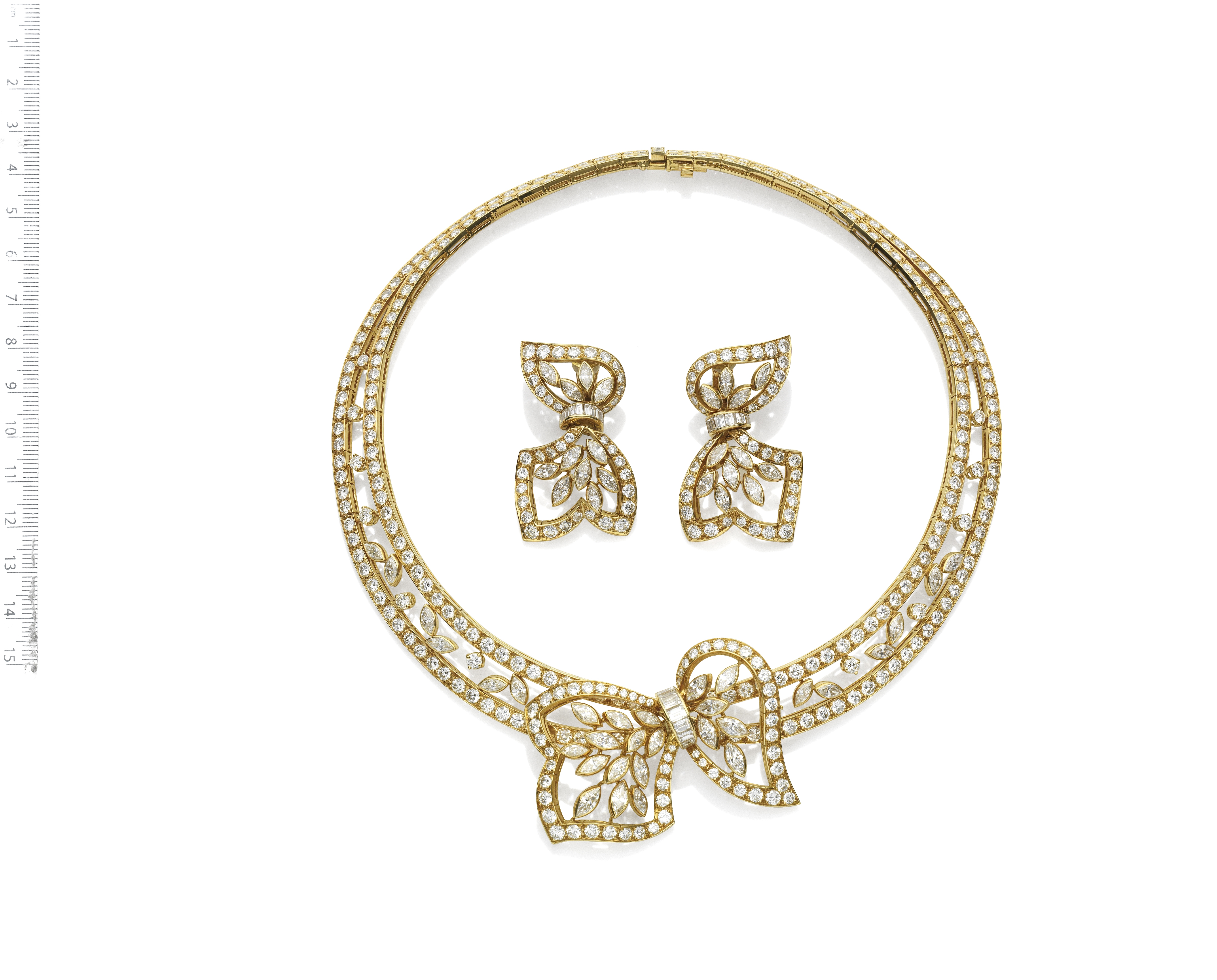 A DIAMOND NECKLACE AND EARCLIP SUITE, BY BOUCHERON,