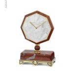 A JASPER AND MOTHER-OF-PEARL DESK CLOCK, BY CARTIER,