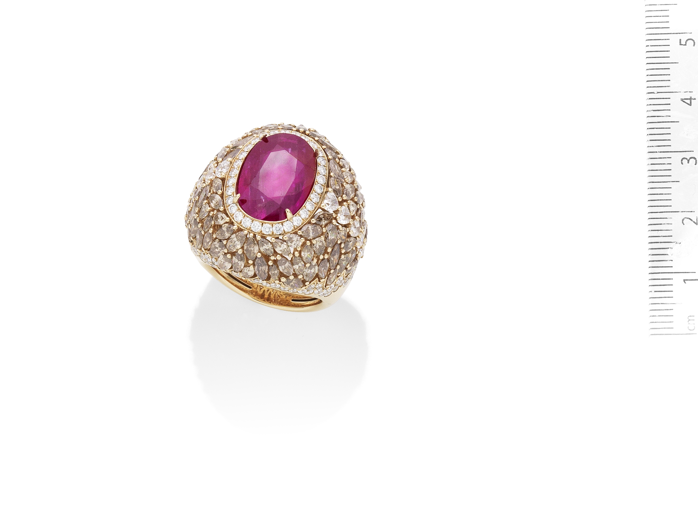 A RUBY AND DIAMOND DRESS RING