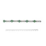 A JADE, SEED PEARL AND GEM-SET BRACELET, BY DREICER,