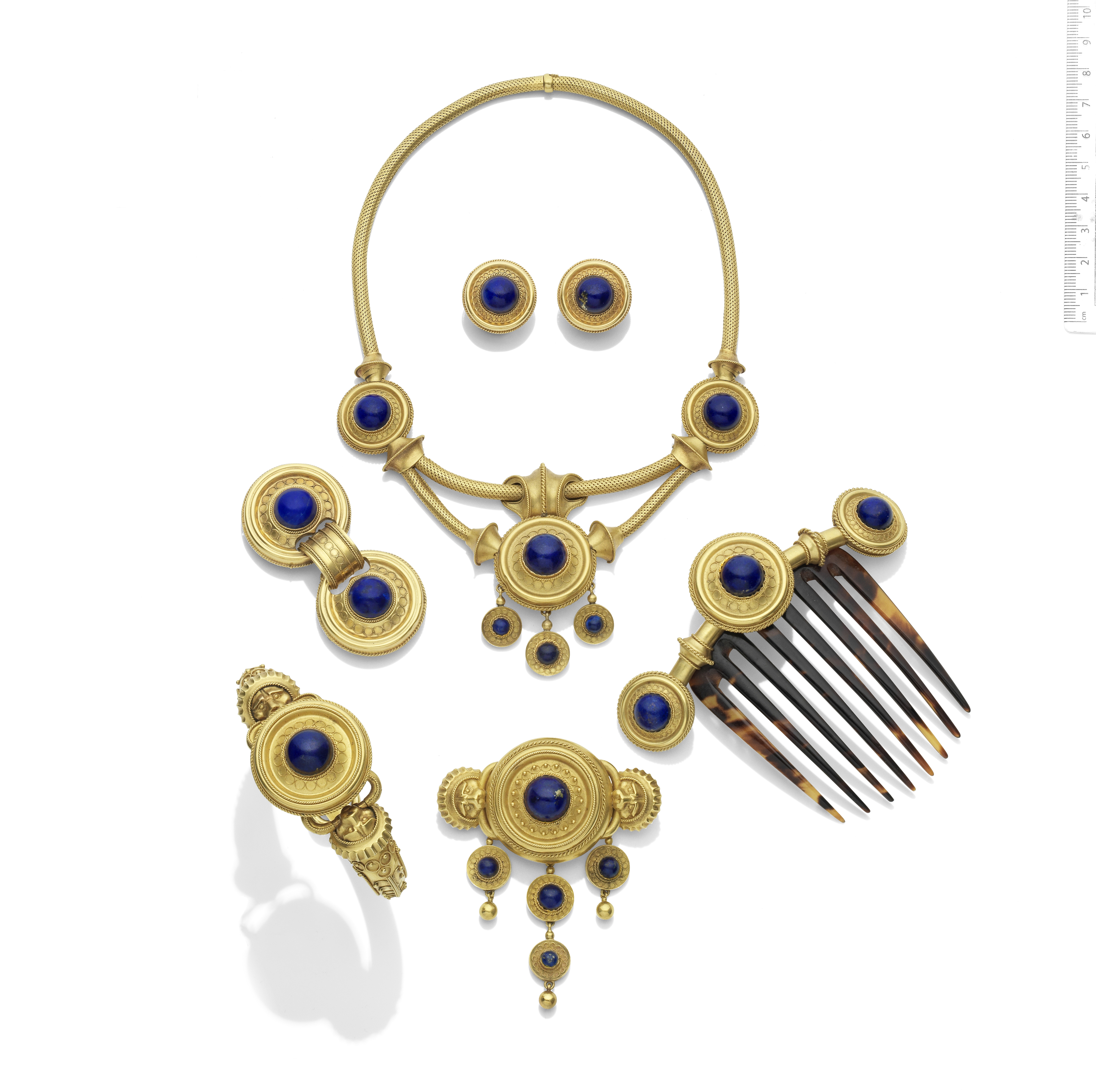 A GOLD AND LAPIS LAZULI PARURE, CIRCA 1865