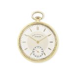 Inter. An 18K gold keyless wind open face pocket watch Chronometre, Circa 1930