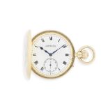 Hamilton & Co., London & Calcutta. An 18K gold keyless wind half hunter pocket watch London Hallm...