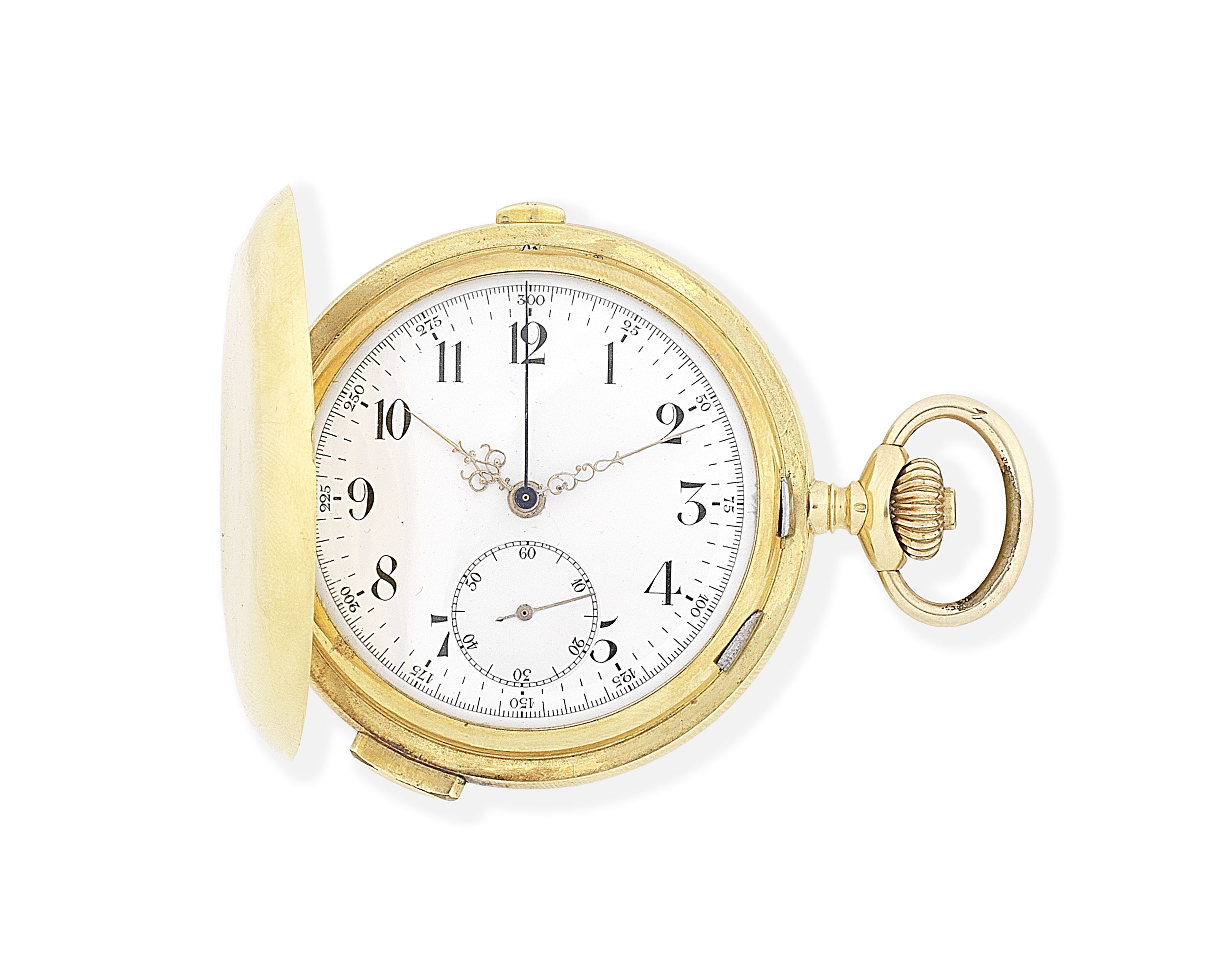 An 18K gold keyless wind quarter repeating full hunter pocket watch Circa 1890