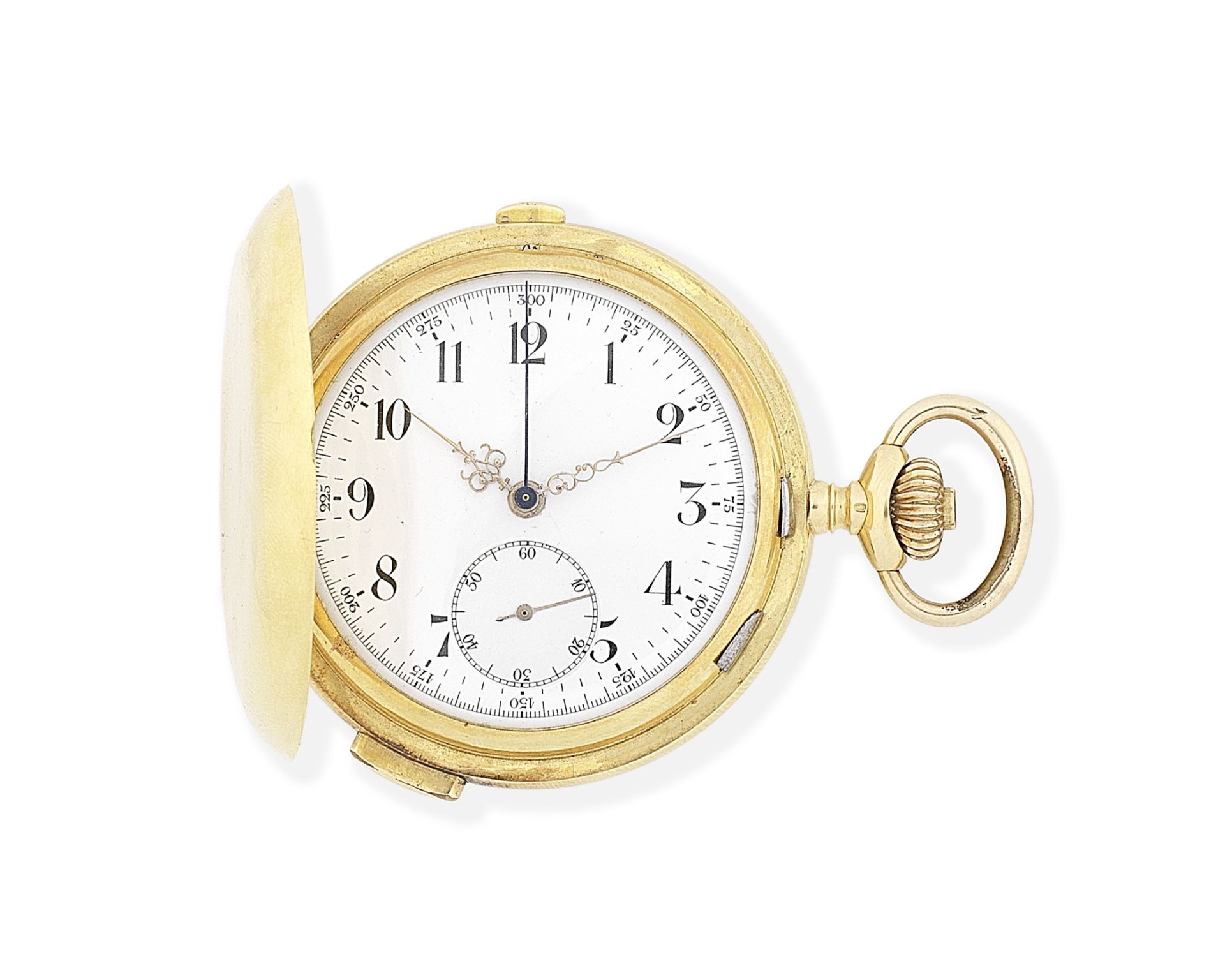 An 18K gold keyless wind quarter repeating full hunter pocket watch Circa 1890