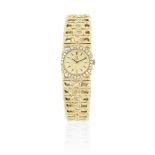 Omega. A lady's 18K gold and diamond set manual wind bracelet watch Ref: 7168, London Import mark...
