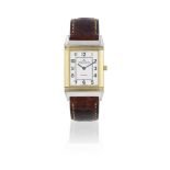 Jaeger-LeCoultre. A stainless steel and gold manual wind reversible rectangular wristwatch Rever...