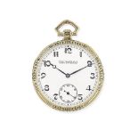 Patek Philippe. An 18K gold and enamel keyless wind open face pocket watch Circa 1920