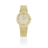 Omega. An 18K gold and diamond quartz bracelet watch Ref: 1377, Circa 1982