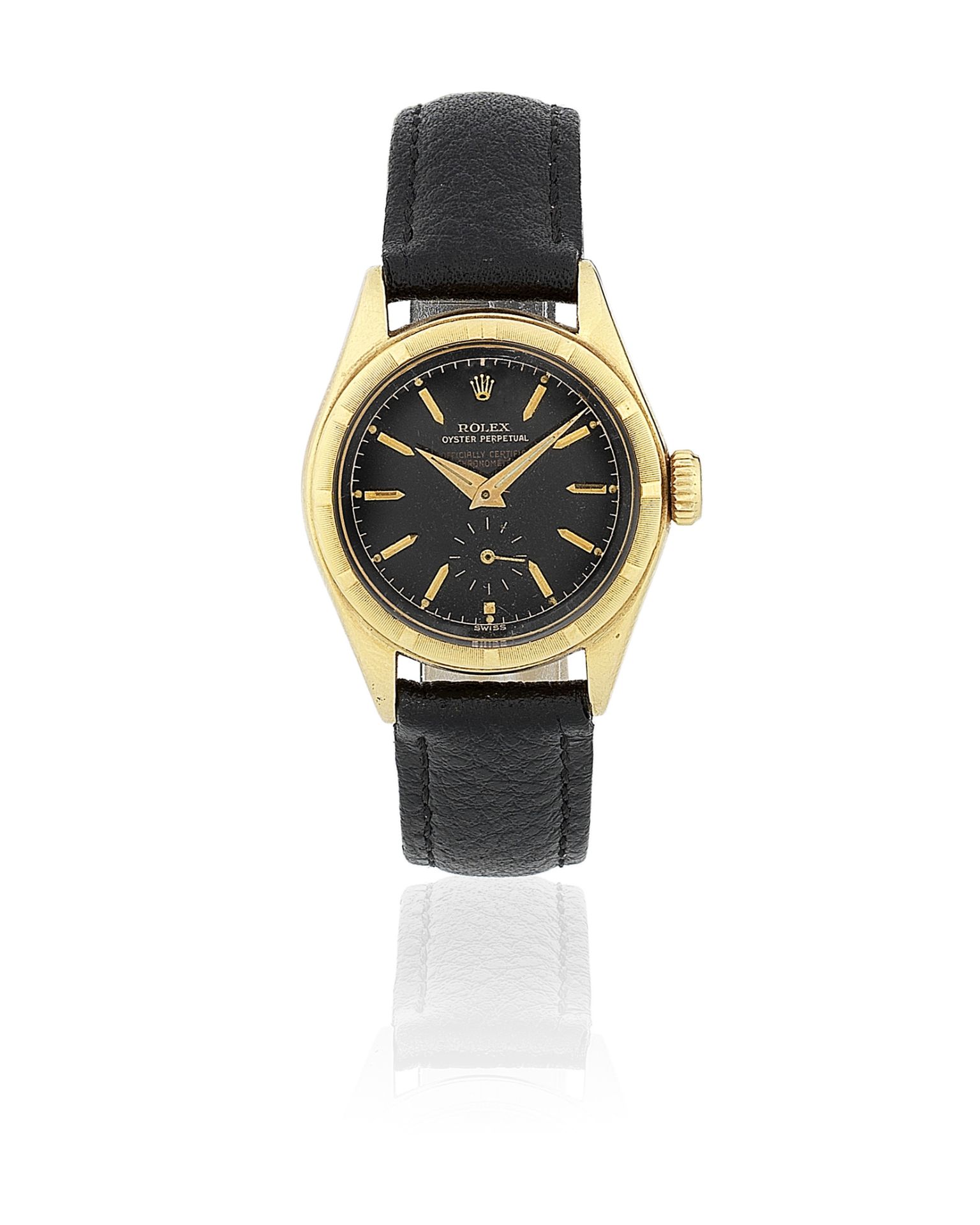 Rolex. A mid-size 18K gold automatic bubbleback wristwatch Oyster Perpetual, Ref: 6007, Circa 1953
