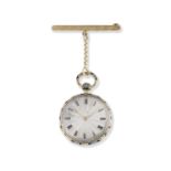 J. F. Bautte & Cie, A Paris. A continental gold key wind open face pocket watch with enamel decor...