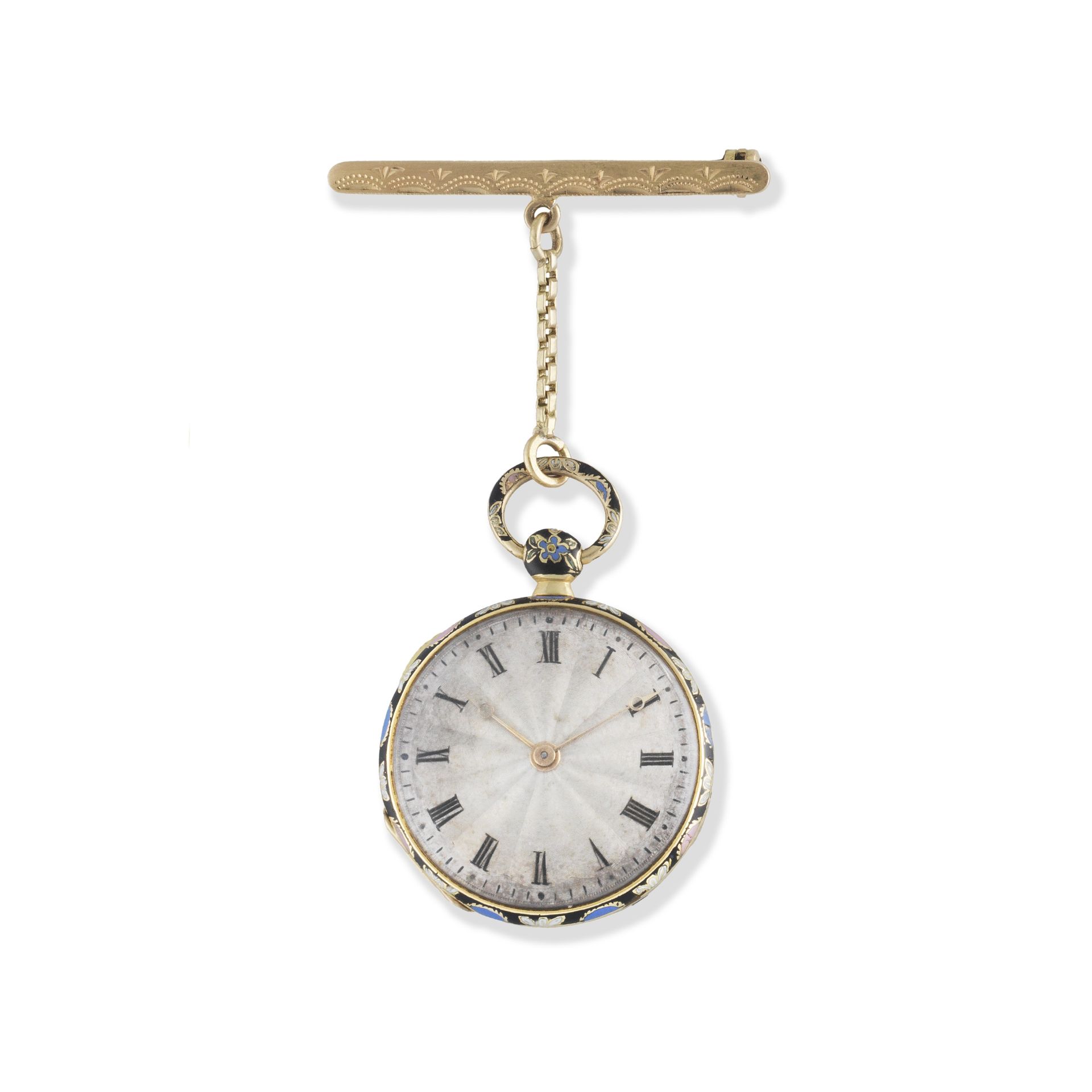 J. F. Bautte & Cie, A Paris. A continental gold key wind open face pocket watch with enamel decor...