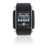 HD3. A titanium and black PVD electronic quartz rectangular wristwatch with digital display Slyd...