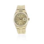 Rolex. An 18K gold automatic calendar bracelet watch Day-Date, Ref: 18038/18000, Purchased 21st ...