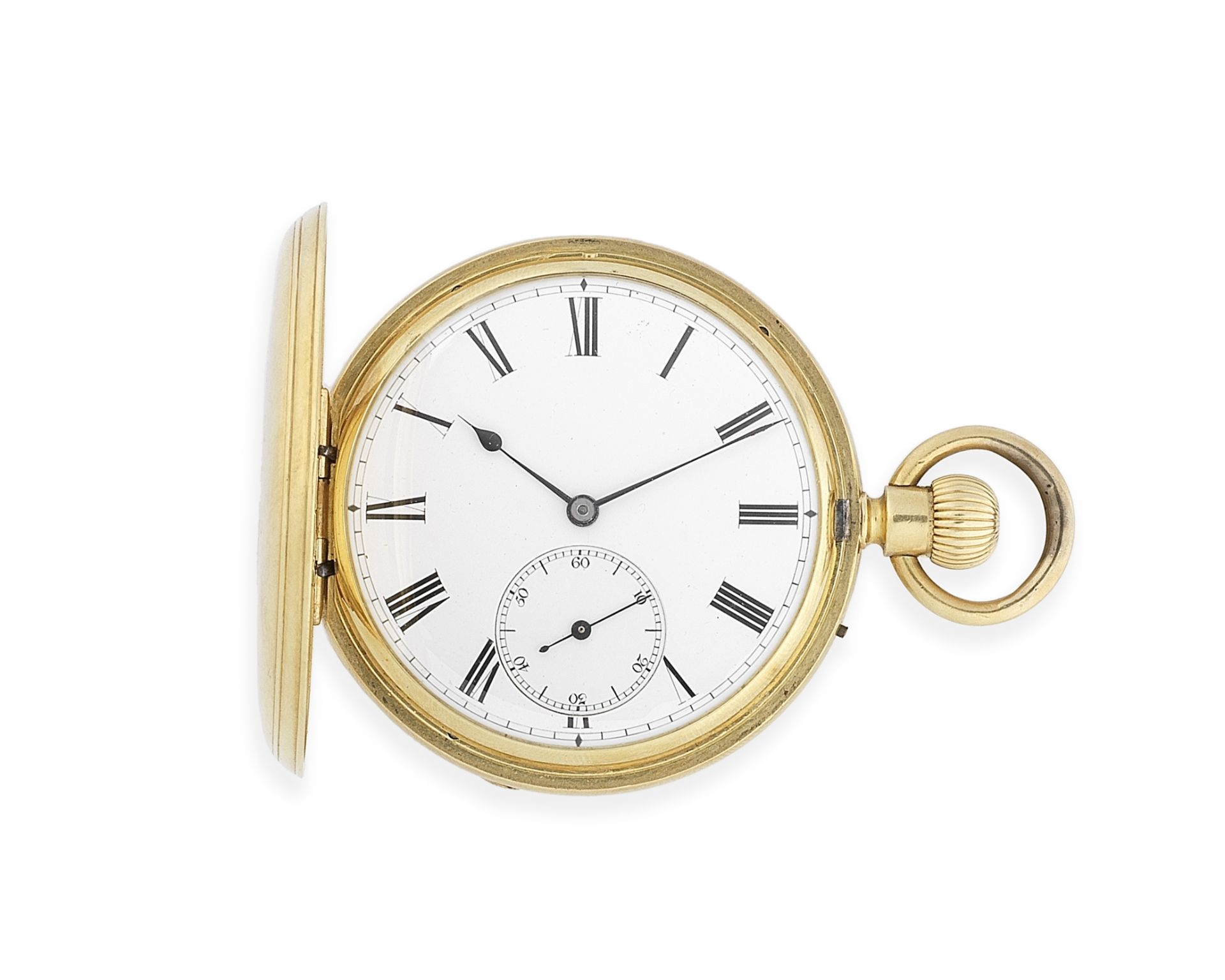 J.F. Harbinson & Co., Belfast. An 18K gold keyless wind full hunter pocket watch London Hallmark ...