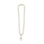 Cultured pearl and diamond necklace