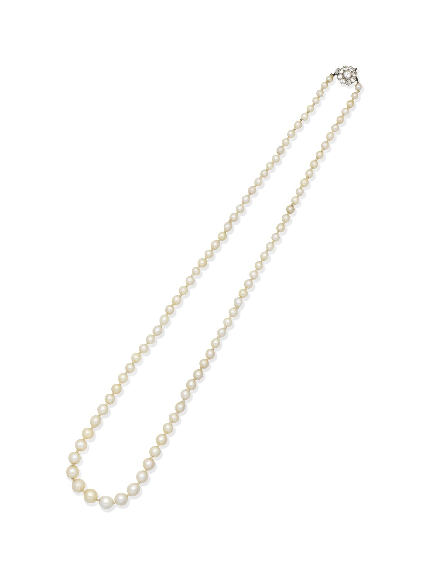 Natural Pearl Necklace with diamond clasp