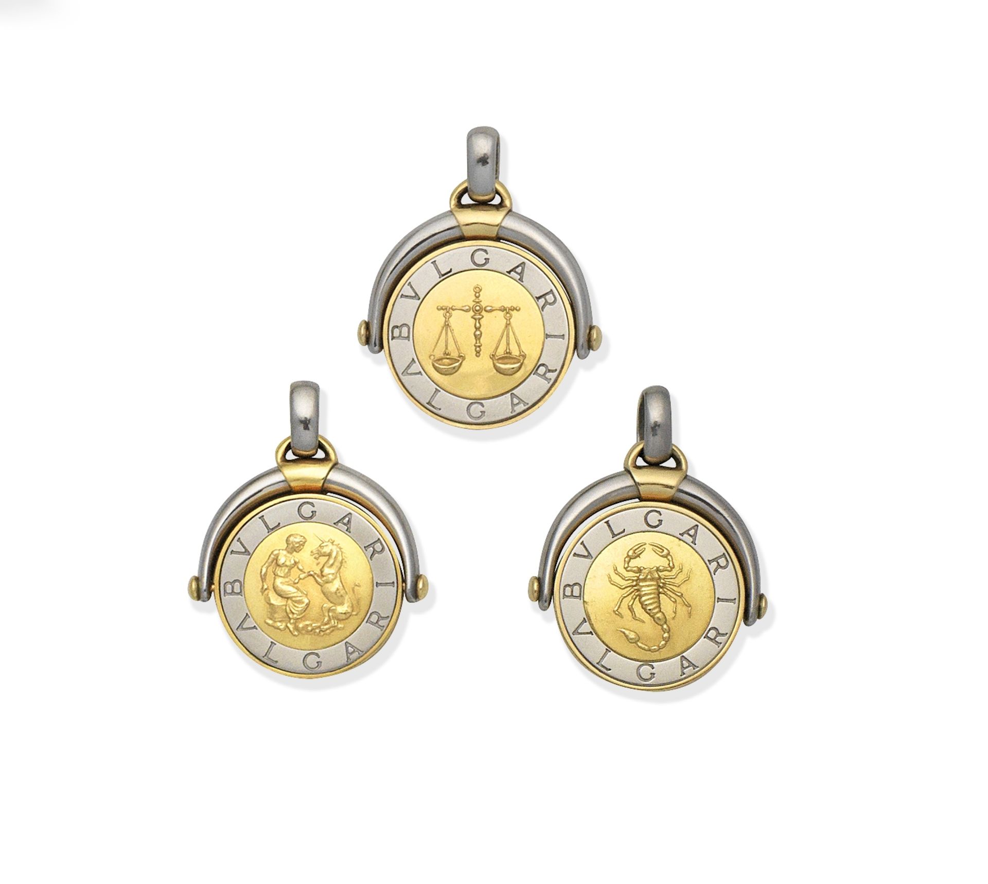 Bulgari: Three zodiac fob pendants