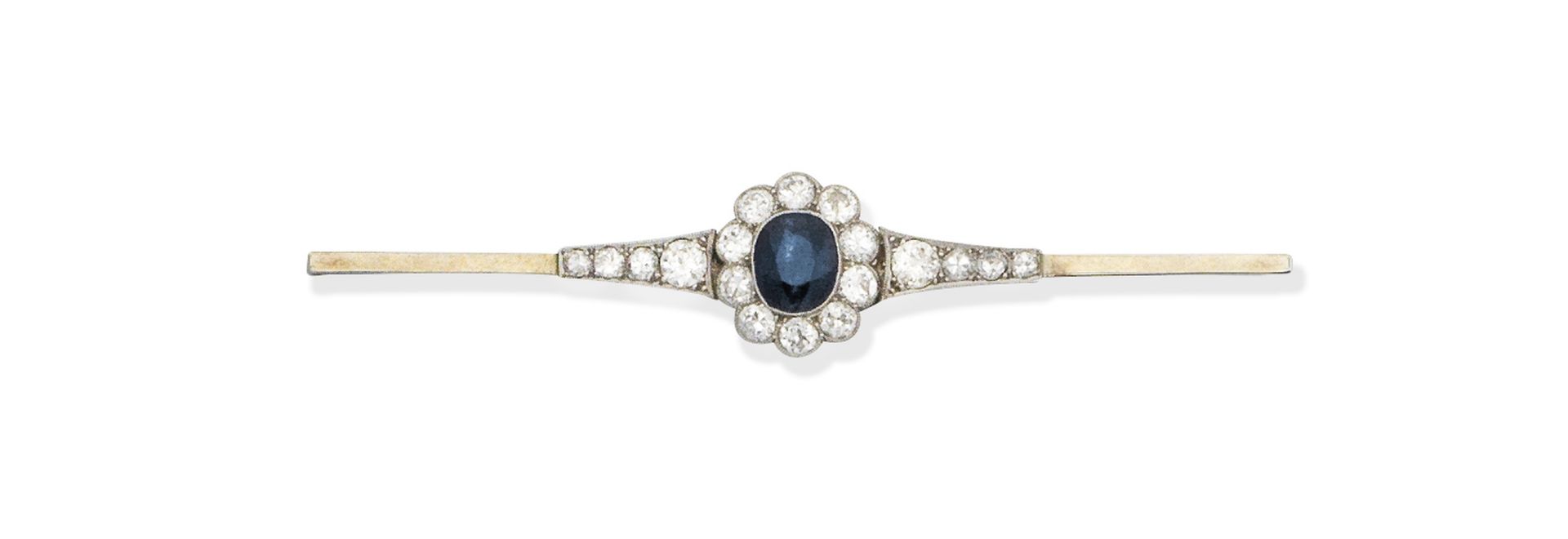 Sapphire and diamond cluster brooch