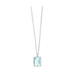 Aquamarine and diamond pendant necklace