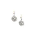 Diamond cluster pendent earrings