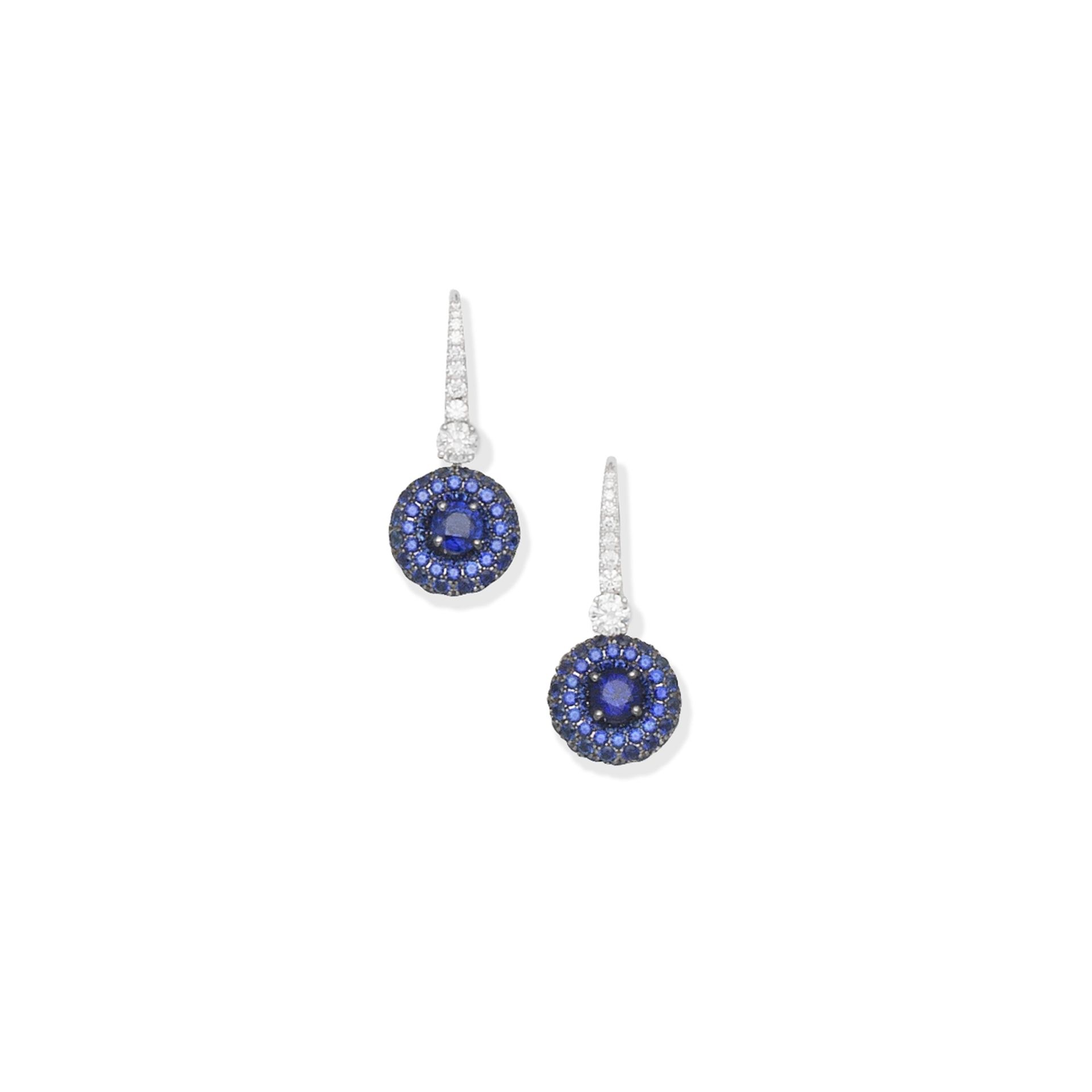 GRAFF: Pair of sapphire and diamond 'Halo' earrings