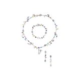 Gem-set necklace, bracelet and earring suite