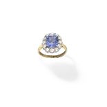 Sapphire and diamond cluster ring