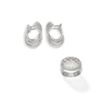 Diamond dress ring and a pair of diamond earrings (2)