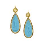 Enamel earrings, circa 1860