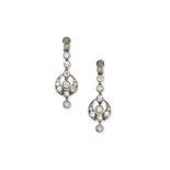 Diamond pendent earrings, circa 1880