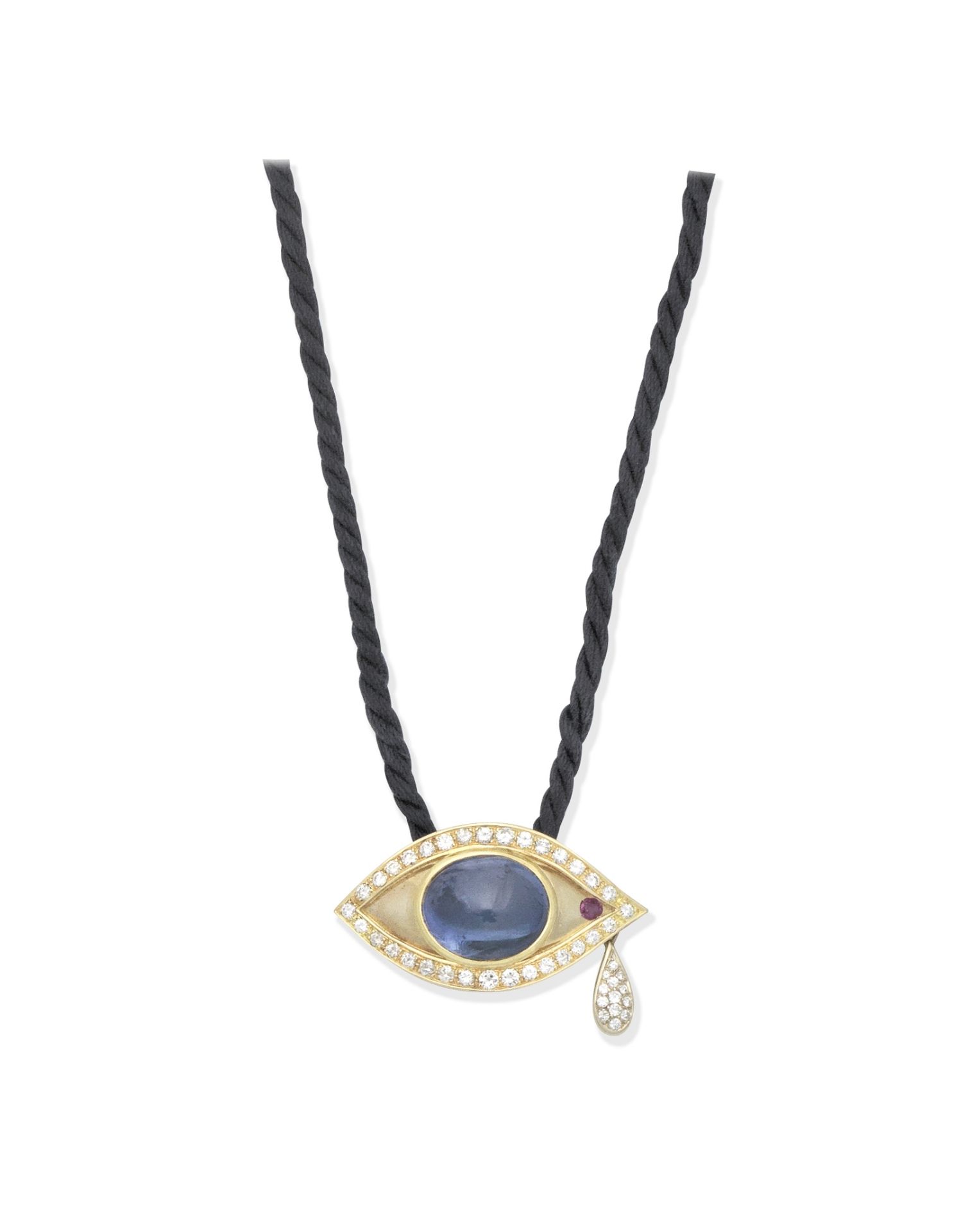Sapphire, ruby and diamond pendant