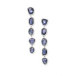 sapphire and diamond pendent earrings