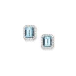 Aquamarine and diamond earrings