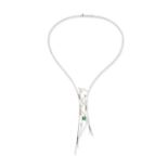 Diamond and emerald torque necklace