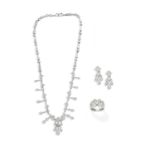 Diamond necklace, earring and ring suite (3)