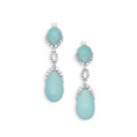 VITA: TURQUOISE AND DIAMOND PENDENT EARCLIPS