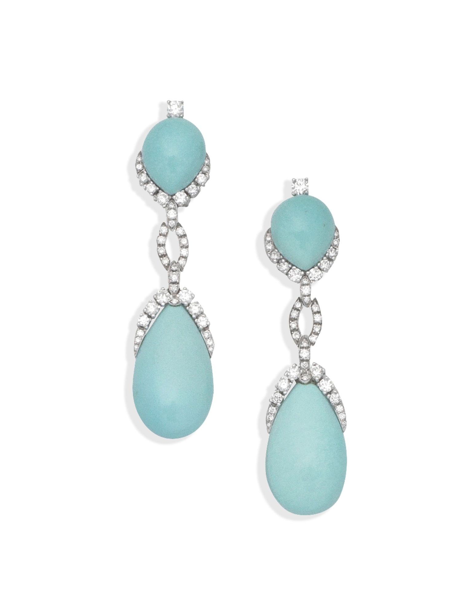 VITA: TURQUOISE AND DIAMOND PENDENT EARCLIPS