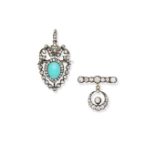 Late 19th century Diamond brooch and late 19th century diamond and turquoise brooch/pendant (2)