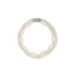 cultured pearl necklace with diamond clasp