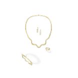 Diamond necklace, bangle, ring and earring suite (4)
