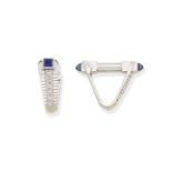 Synthetic Sapphire and diamond cufflinks