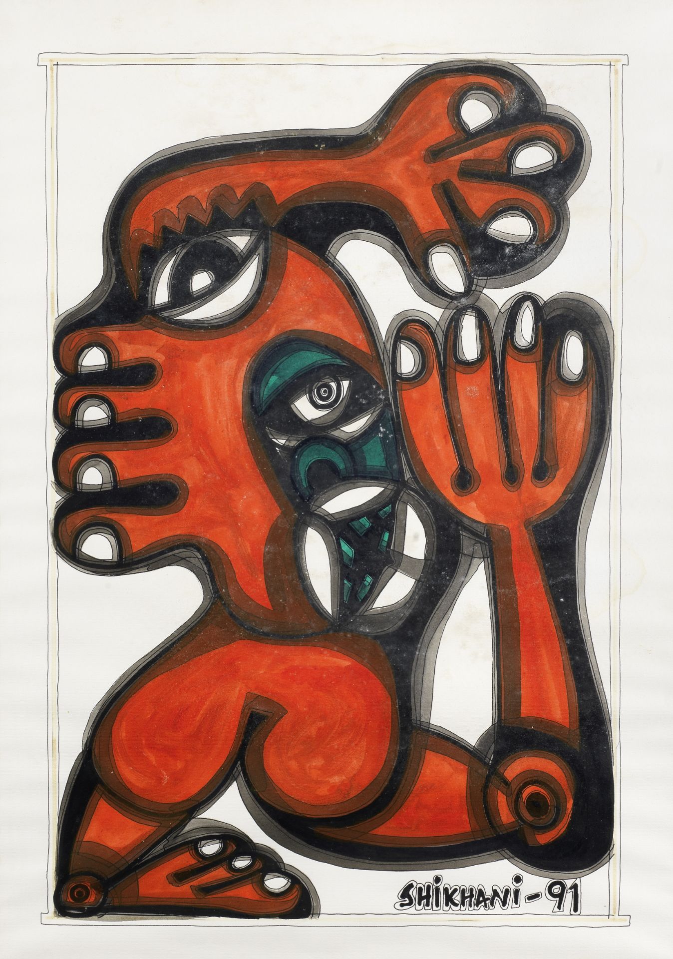 Ernesto Shikhani (Mozambican , 1934-2010) Abstracted figure